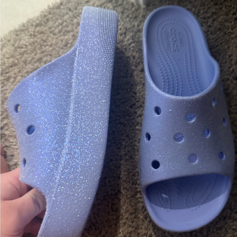 Purple women’s croc slides size 9
